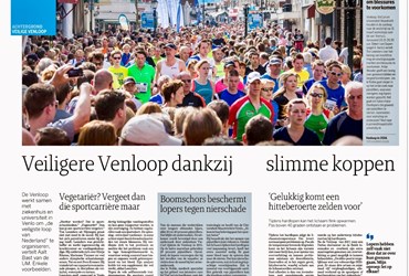 Afbeelding van het artikel in Dagblad de Limburger: Veiligere Venloop dankzij slimme koppen. Datum: 7-2-2019