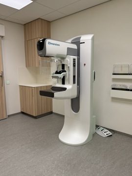 Het mammografie apparaat dat met contrastvloeistof werkt