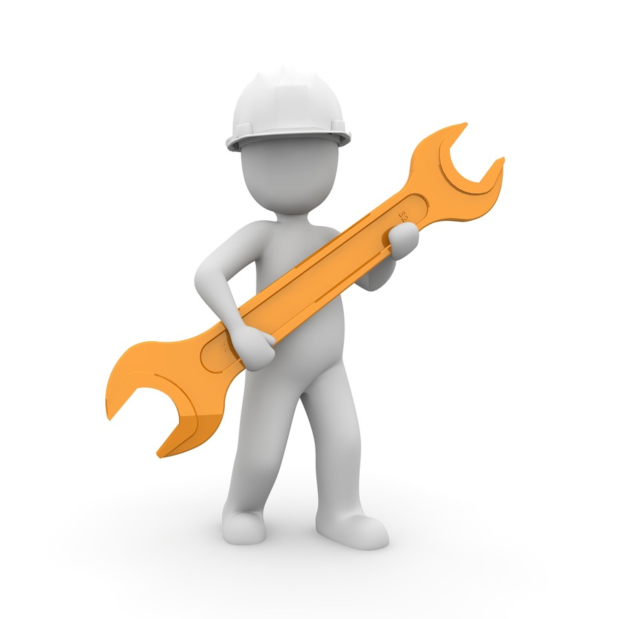 Poppetje met helm en bouwsleutel